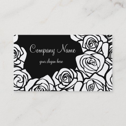 Vintage black and white roses Business Card