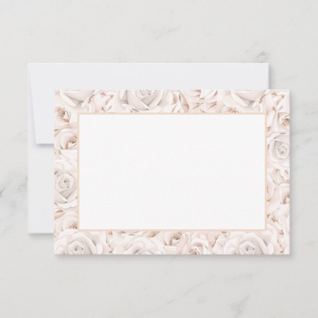 Vintage White Roses Note Card (Front)