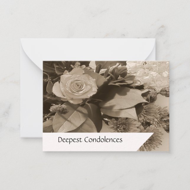 Vintage White Roses Sympathy Note Card (Front)