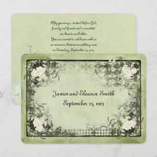 Vintage White Roses Vow Renewal Invitation
