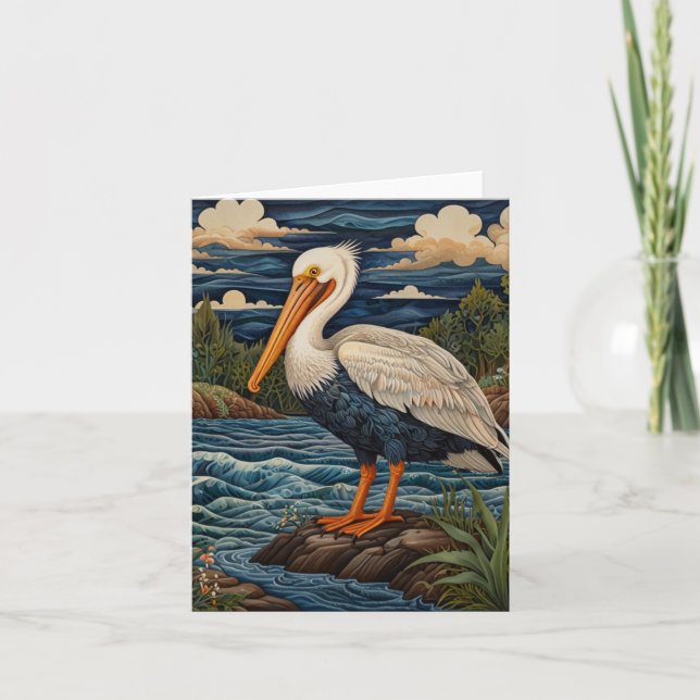 Vintage white sea bird seagull pelican invitation (Front)