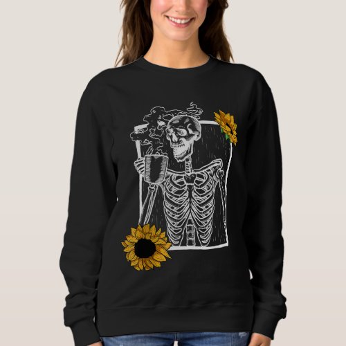 Vintage white Skeleton Sunflower Smiling Skull wit Sweatshirt