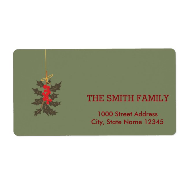 Vintage White Snow Christmas Tree Cherry Holiday Label (Front)