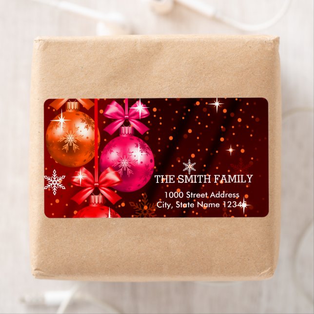 Vintage White Snow Glitter Christmas Ball Holiday Label (Insitu)
