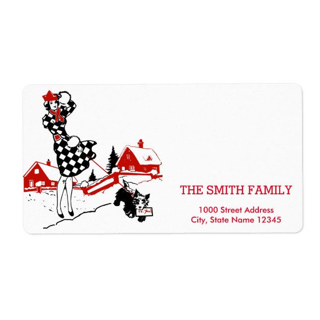 Vintage White Snow Glitter Christmas Ball Holiday  Label (Front)