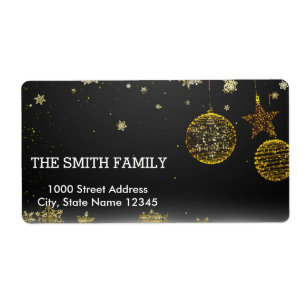 Vintage White Snow Glitter Christmas Ball Holiday Label