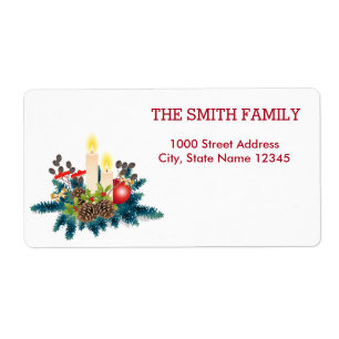 Vintage White Snow Glitter Christmas Ball Holiday  Label