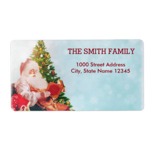 Vintage White Snow Glitter Christmas Ball Holiday Label