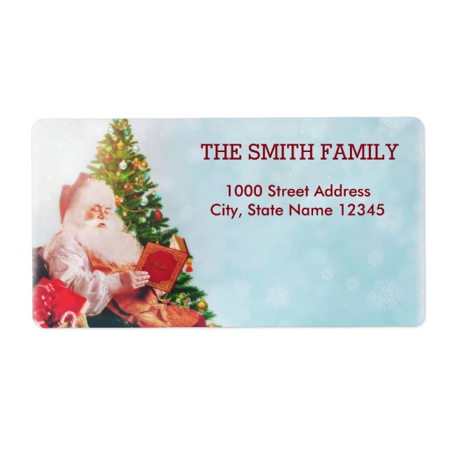 Vintage White Snow Glitter Christmas Ball Holiday  Label (Front)