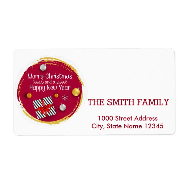 Vintage White Snow Glitter Christmas Ball Holiday  Label (Front)