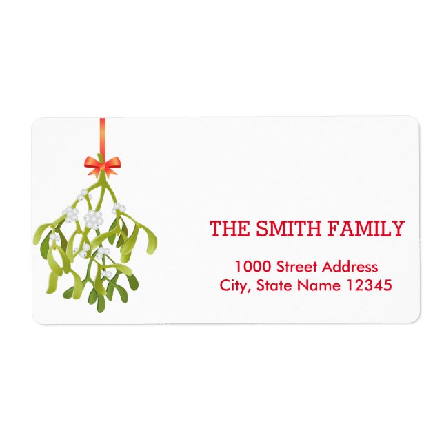 Vintage White Snow Glitter Christmas Holiday Label (Front)