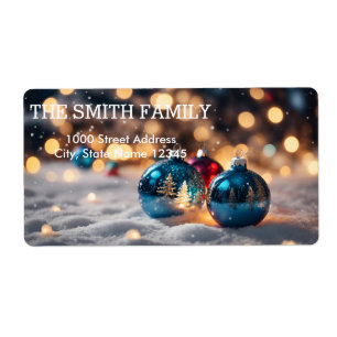 Vintage White Snow Glitter Christmas Holiday Label