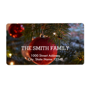 Vintage White Snow Glitter Christmas Holiday Label