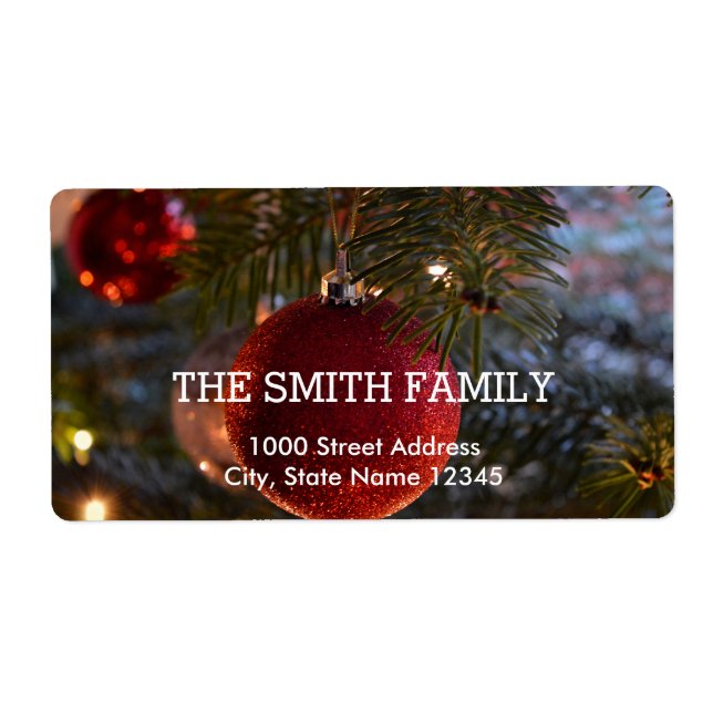 Vintage White Snow Glitter Christmas Holiday Label (Front)