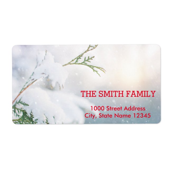 Vintage White Snow Glitter Christmas Holiday Label (Front)