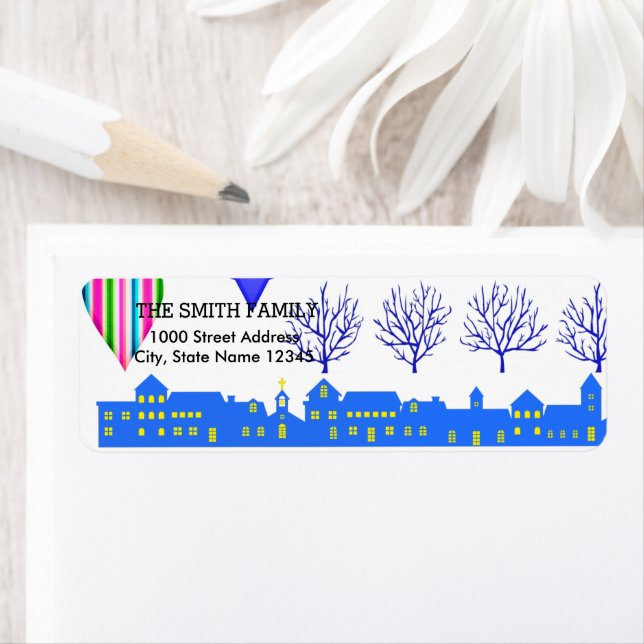 Vintage White Snow Glitter Christmas Holiday Label (Insitu)