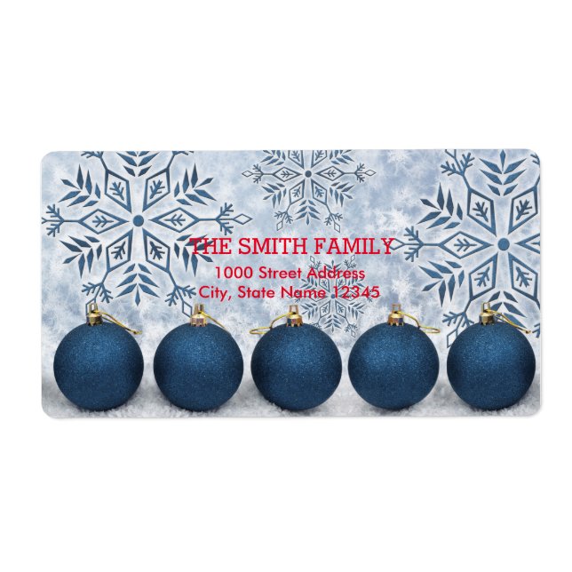 Vintage White Snow Glitter Christmas Holiday Label (Front)