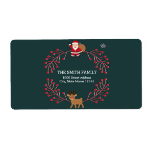 Vintage White Snow Glitter Christmas Tree Holiday Label