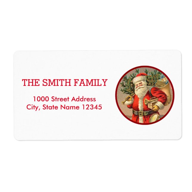 Vintage White Snow Glitter Christmas Tree Holiday  Label (Front)