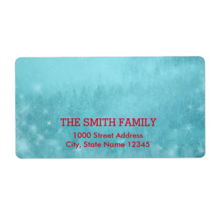 Vintage White Snow Glitter Christmas Tree Holiday Label