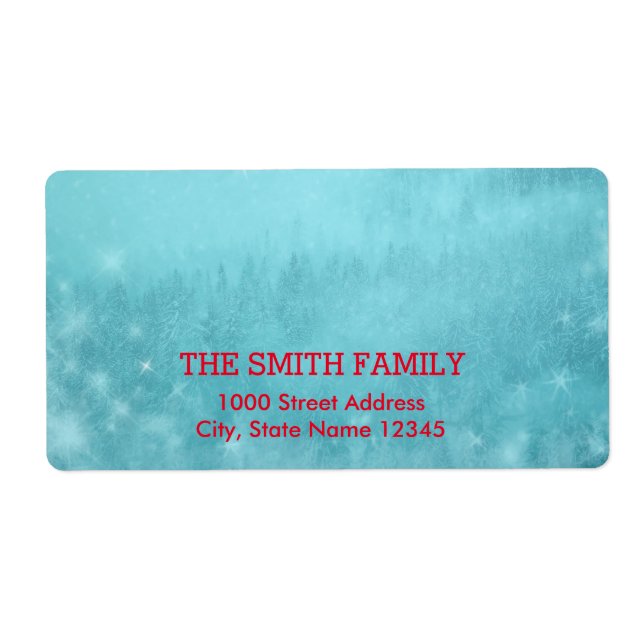 Vintage White Snow Glitter Christmas Tree Holiday  Label (Front)