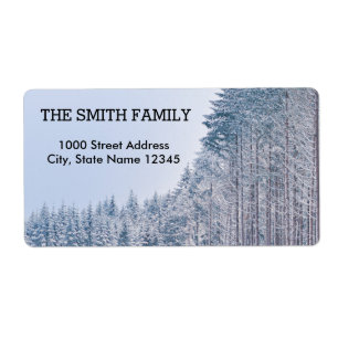 Vintage White Snow Glitter Christmas Tree Holiday Label