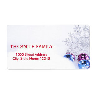 Vintage White Snow Glitter Christmas Tree Holiday Label