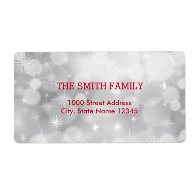 Vintage White Snow Glitter Christmas Tree Holiday Label (Front)