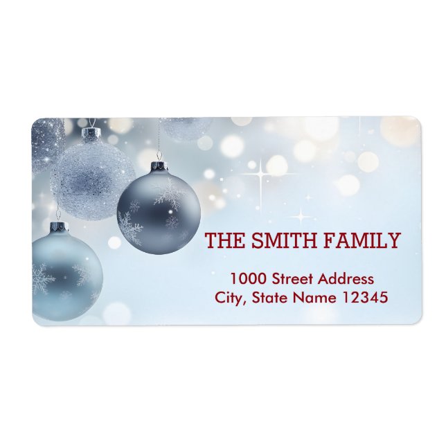 Vintage White Snow Glitter Christmas Tree Holiday Label (Front)