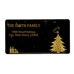 Vintage White Snow Glitter Christmas Tree Holiday Label