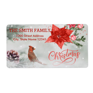 Vintage White Snow Glitter Christmas Tree Holiday Label