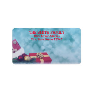 Vintage White Snow Glitter Christmas Tree Holiday Label