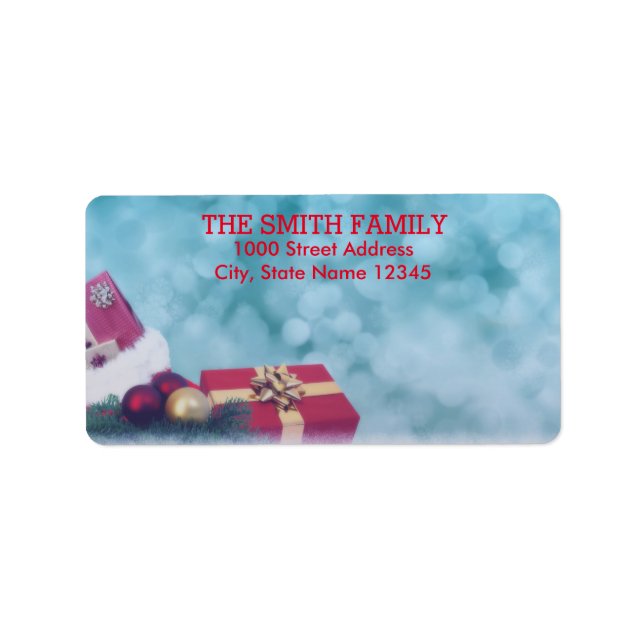 Vintage White Snow Glitter Christmas Tree Holiday  Label (Front)