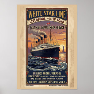 Vintage White Star Line Olympic & Titanic Poster