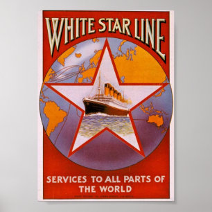 Vintage White Star Line Travel Poster