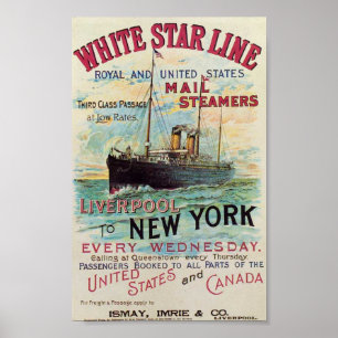Vintage White Star Line Travel Poster