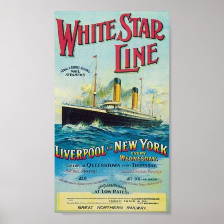 Vintage White Star Line Travel Poster
