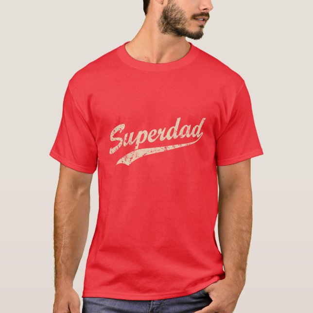 Vintage White Super Dad T-Shirt (Front)