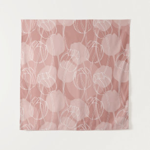 Vintage White Tulips Pink Background Tapestry