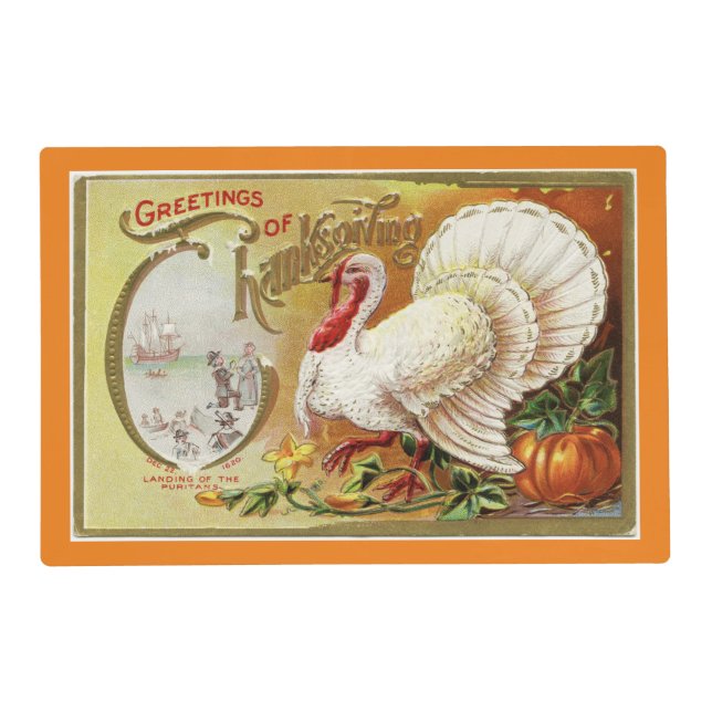 Vintage White Turkey Placemat (Front)