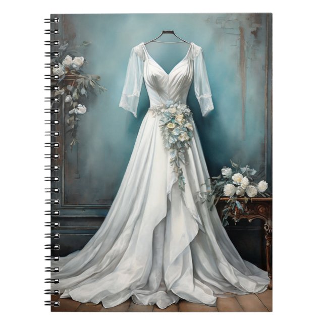 Vintage White Wedding Dress Bridal  Notebook (Front)