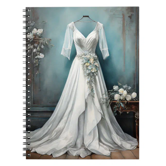 Vintage White Wedding Dress Bridal Notebook | Zazzle