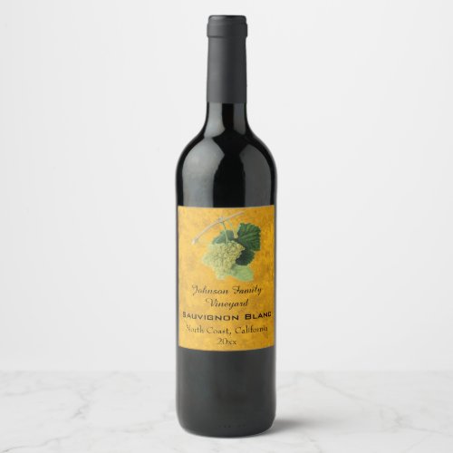Vintage White Wine Grapes Sauvignon Blanc Wine Label
