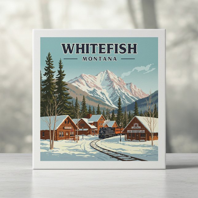 Vintage Whitefish Montana Ceramic Tile (Creator Uploaded)