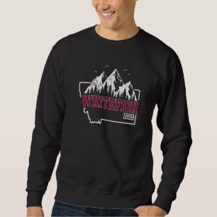 Vintage Whitefish Mountain Montana State Map Colle Sweatshirt