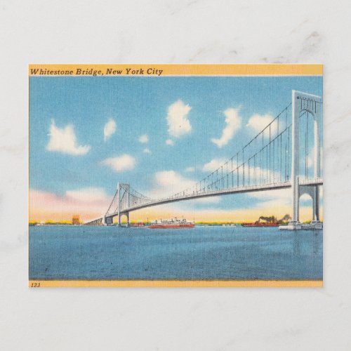 Vintage Whitestone Bridge New York City NY Postcard