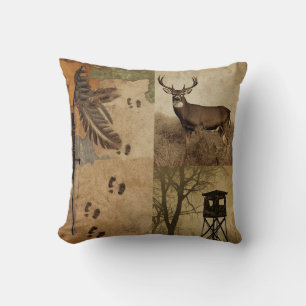 Vintage Whitetail Deer Bow Hunting Throw Pillow