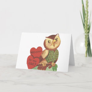 Vintage "Who Do You Love" Owl Valentine Holiday Card