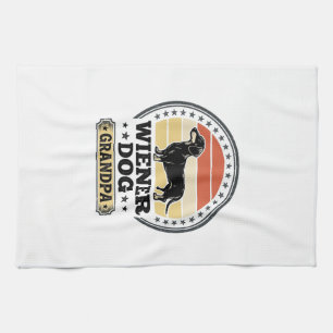 Vintage Wiener Dog Grandpa Dachshund Shirt Design_ Kitchen Towel