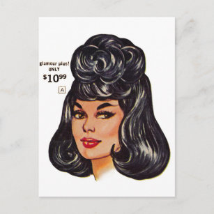 Vintage Wigs '100% Human Hair Wig' Postcard